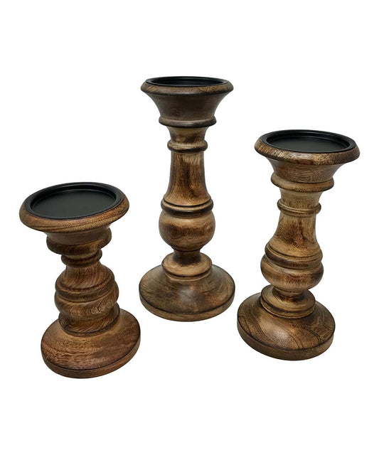 Size M Dodge House Pillar Candle Holder Oak Stain - 1 Pillar