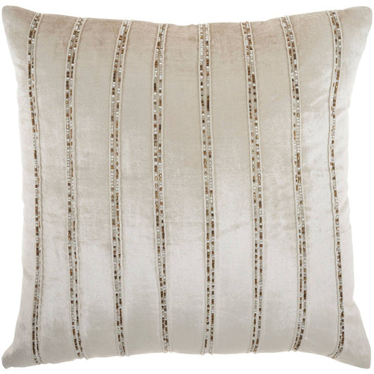 Mina Victory Sofia Beaded Stripes Beige Throw Pillow