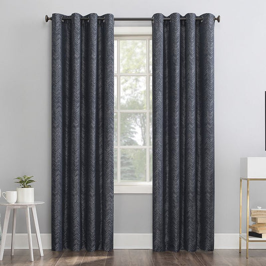 Peyton 52" X 96" Distressed Chevron Thermal Extreme Blackout Curtain Panel