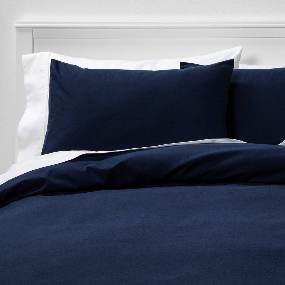 Twin/Extra Long Twin Easy-Care Duvet Cover & Sham Set Navy - Room Essential
