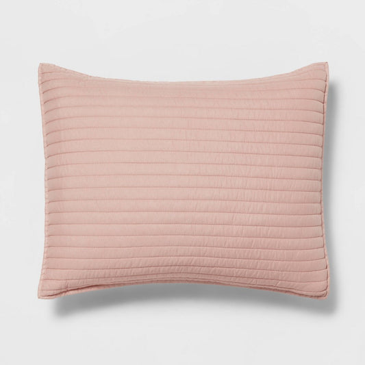 Standard Garment Washed Microfiber Quilt Sham Light Pink - Room Essentials