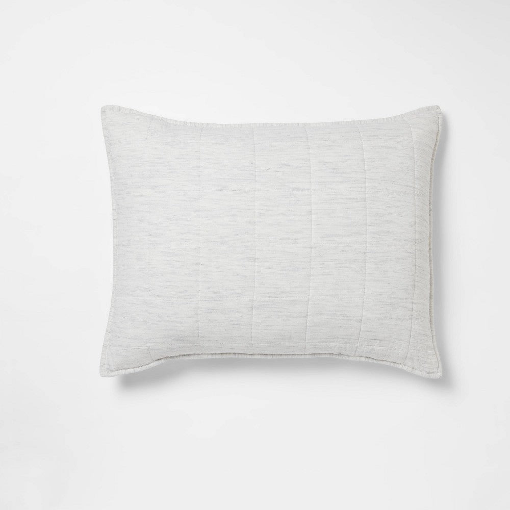 Standard Space Dyed Cotton Linen Sham Light Gray - Threshold