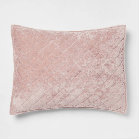 Standard Luxe Diamond Stitch Velvet Quilt Sham Mauve - Threshold