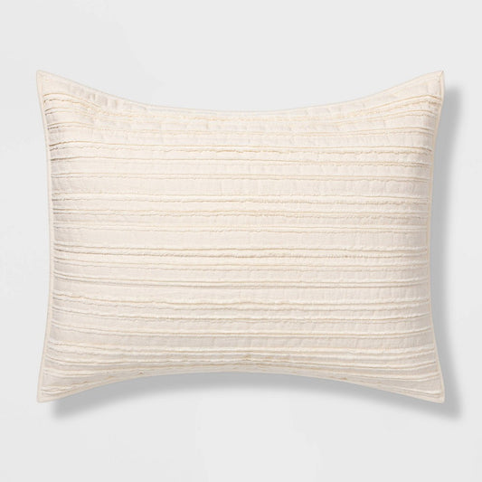 Standard Clipped Textured Quilt Sham Cream - Threshold