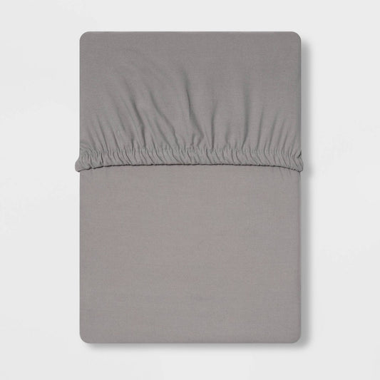 Twin 300 Thread Count Ultra Soft Fitted Sheet Gray - Threshold