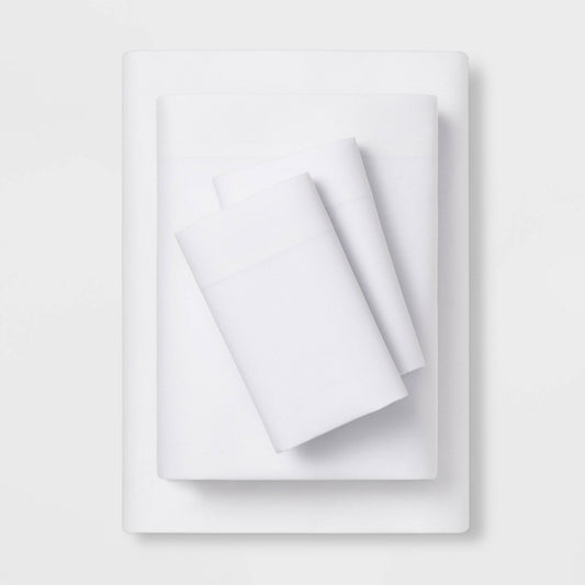 As Is Queen Easy Care Solid Sheet Set White - Room Essentials