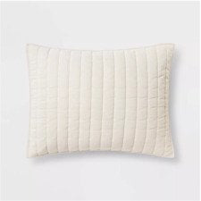 Standard Channel Stitch Velvet Quilt Sham Cream - Threshold