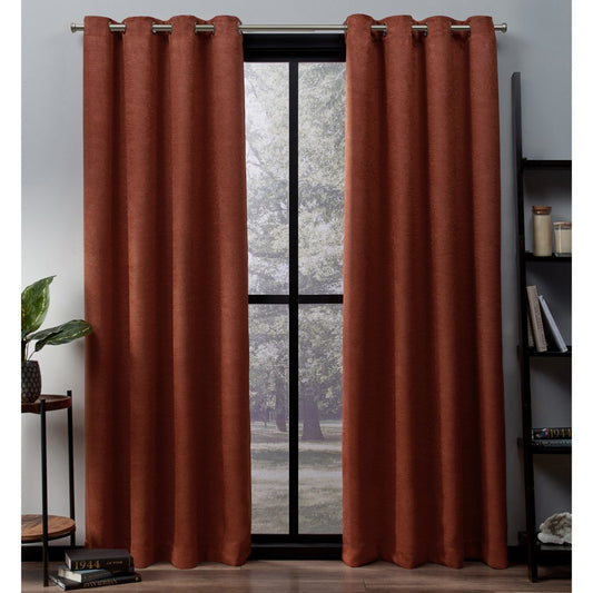108"x52" Oxford Textured Sateen Thermal Room Darkening Grommet Top Window Curtain Panel - Set of 2