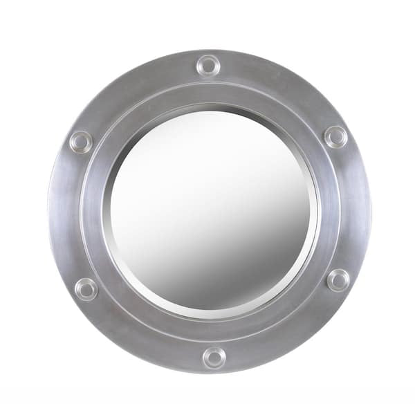 Port Weathered Steel Finish Beveled Glass Casual Mirror 24” x 24”