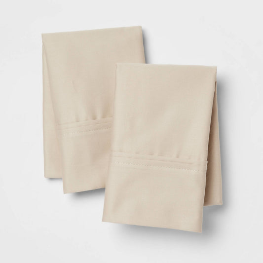 As Is King Solid Performance 400 Thread Count Pillowcase Set True Khaki - Threshold