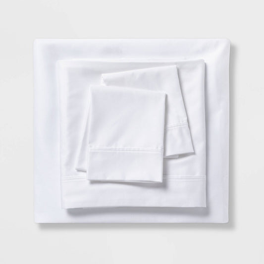 Full 500 Thread Count Tri-Ease Solid Sheet Set White - Threshold