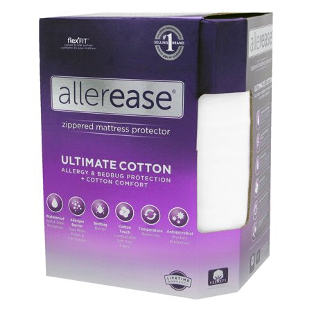 Allerease King Ultimate Cotton Waterproof Allergen Barrier Zippered Mattress Protector