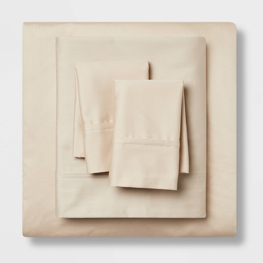 As Is King Solid Performance 400 Thread Count Sheet Set True Khaki - Threshold