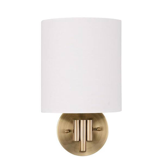 Myna 6” Antique Brass & White Decorative Wall Sconce (2-Piece Set)
