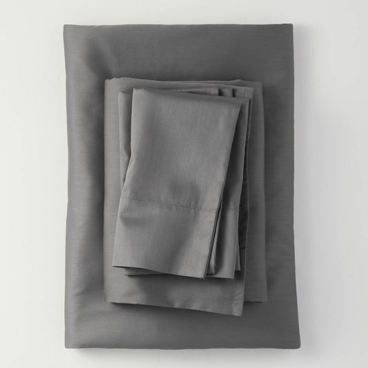 As Is King 300 Thread Count Temperature Regulating Solid Sheet Set Dark Gray - Casaluna