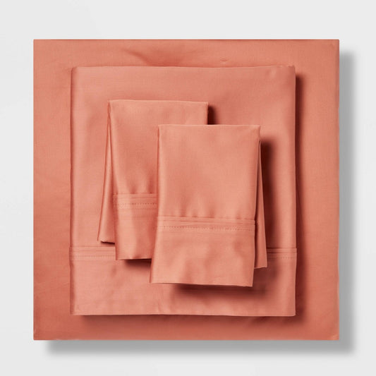 As Is Full Solid Performance 400 Thread Count Sheet Set Rust - Threshold