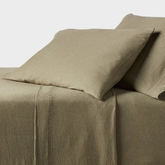 As Is King Cotton Jersey Sheet Set Heather Green - Threshold