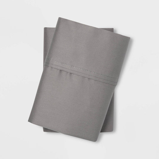 As Is King Solid Performance 400 Thread Count Pillowcase Set Gray - Threshold