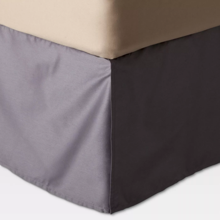 As Is Gray Wrinkle-Resistant Cotton Bed Skirt (Queen) - Threshold