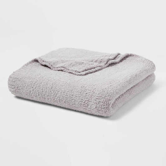 As Is King Cozy Chenille Bed Blanket Gray - Threshold