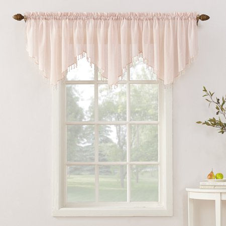 Crushed Sheer Beaded Rod Pocket Curtain Valance Blush - No. 918