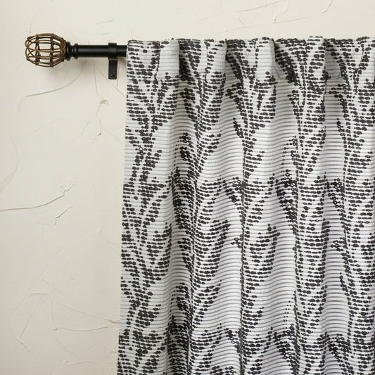 63"x50" Limu-Limu Leaf Jacquard Light Filtering Curtain Panel Gray Opalhouse -  1 Panel
