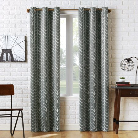 Kenwood Chevron Blackout Grommet Curtain Panel Gray Sun Zero  - 1 Panel