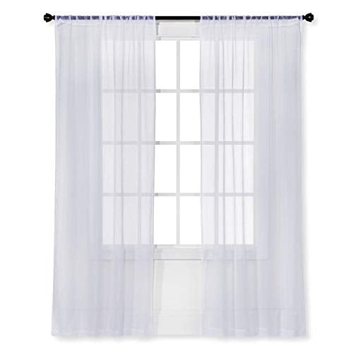 40"x63" Sheer Crinkle Window Curtain Panel White - Room Essentials