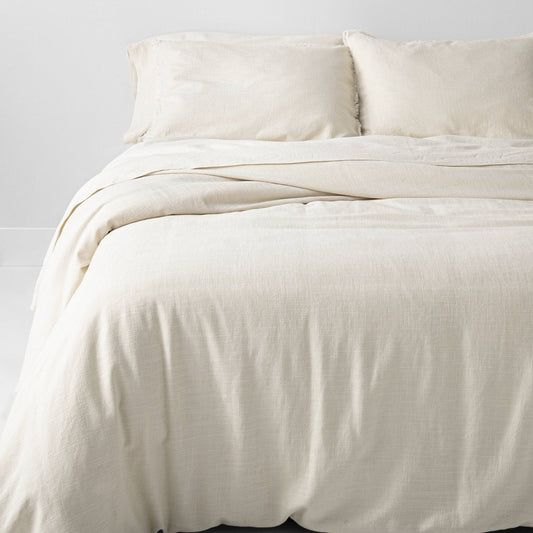 King/California King Heavyweight Linen Blend Comforter & Sham Set Natural - Casaluna