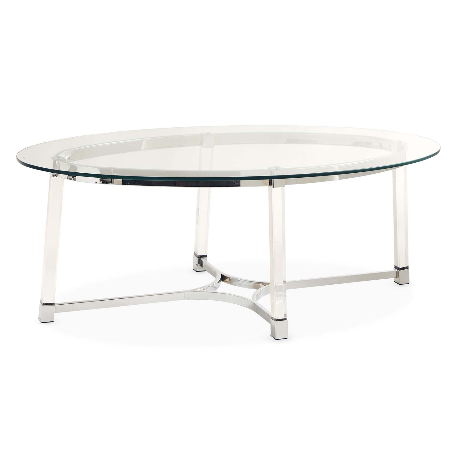 52” Sophia Clear Oval Glass Top Coffee Table