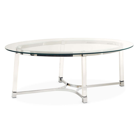 52” Sophia Clear Oval Glass Top Coffee Table