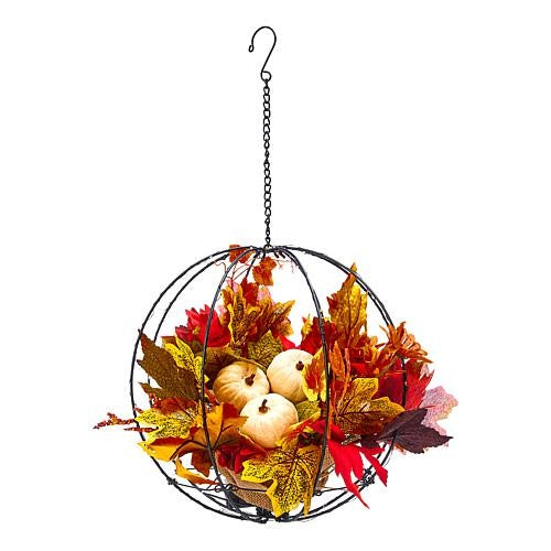 Harvest Lane 12" LED Hanging Harvest Foliage Basket