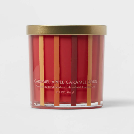 Caramel Apple Caramel Corn Candle Caramel Corn Striped Print - Opalhouse