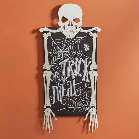 Spooky Skeleton Trick-or-Treat Wall Sign