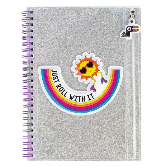 1 Subject College Ruled Spiral Notebook Silver Glitter