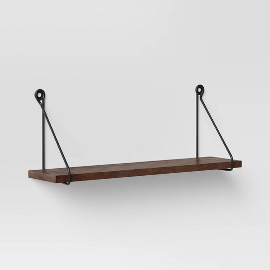 24" X 6" Dark Walnut Wood Wall Shelf - Threshold