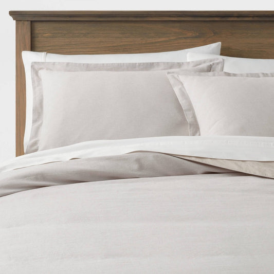 King Cotton Linen Chambray Duvet Cover & Sham Set Light Gray - Threshold™