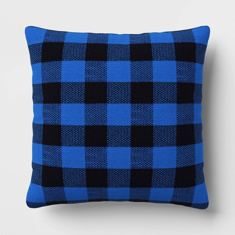 16" X 16" Pinstripe Plaid Throw Pillow Cobalt Blue - Room Essentials™