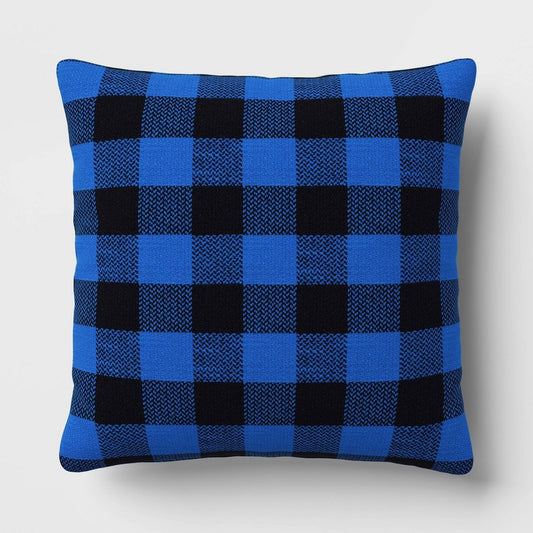 16" X 16" Pinstripe Plaid Throw Pillow Cobalt Blue - Room Essentials™