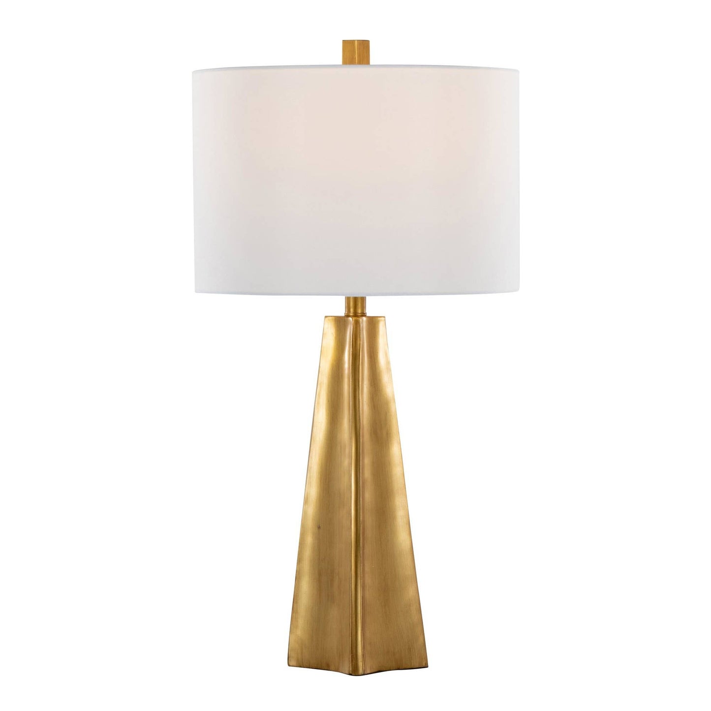 Pompeii 29" Polyresin Table Lamp: Gold Poyresin, White Linen