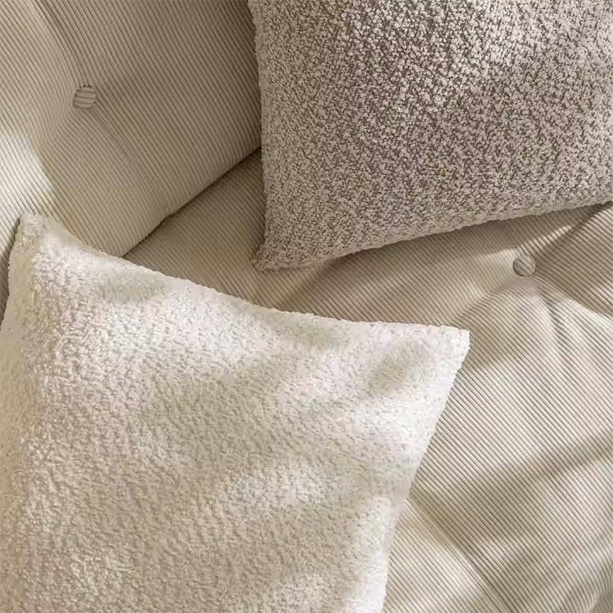Ivory Textured Bouclé-Style 18" Throw Pillow : Cover + Insert