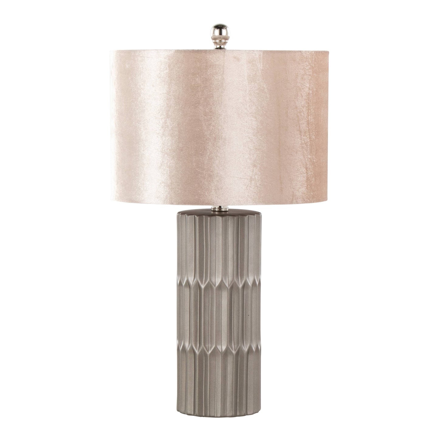 Tania 22" Ceramic Table Lamp: Brown & Brown Metallic Ceramic, Champagne Shade
