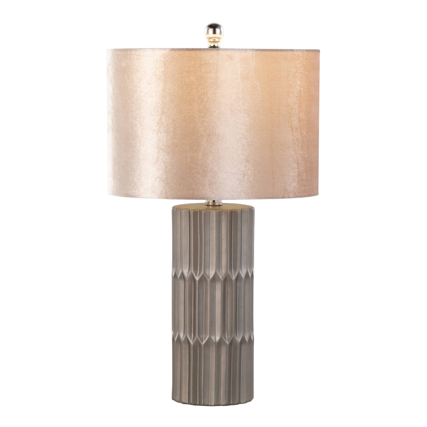 Tania 22" Ceramic Table Lamp: Brown & Brown Metallic Ceramic, Champagne Shade