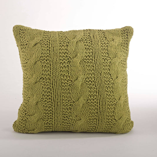 Cable Knit Design Pillow - Down Filled: Grass / Down Insert / 20"