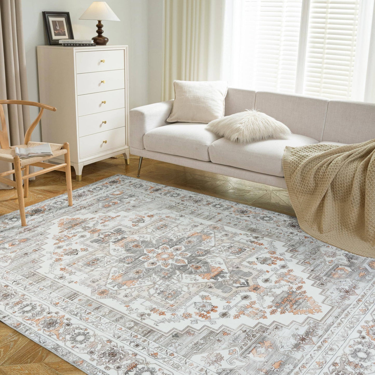 Area Rug Washable Non Slip Rubber Backing Boho Foldable Rugs: Pink / 5’x7’