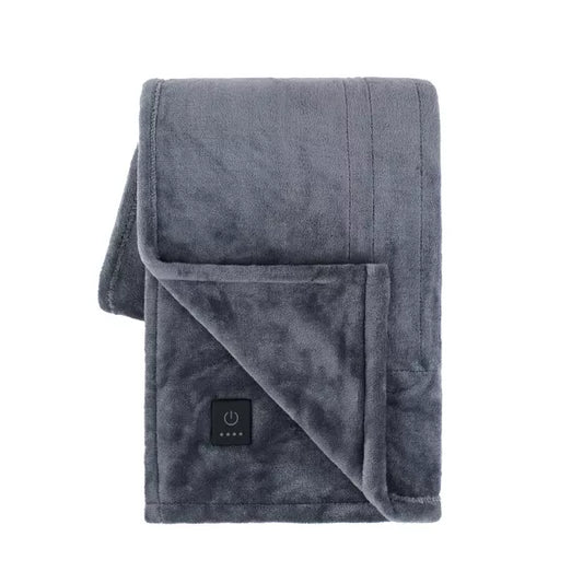 Brookstone Heated Cozy Throw Gray Plush