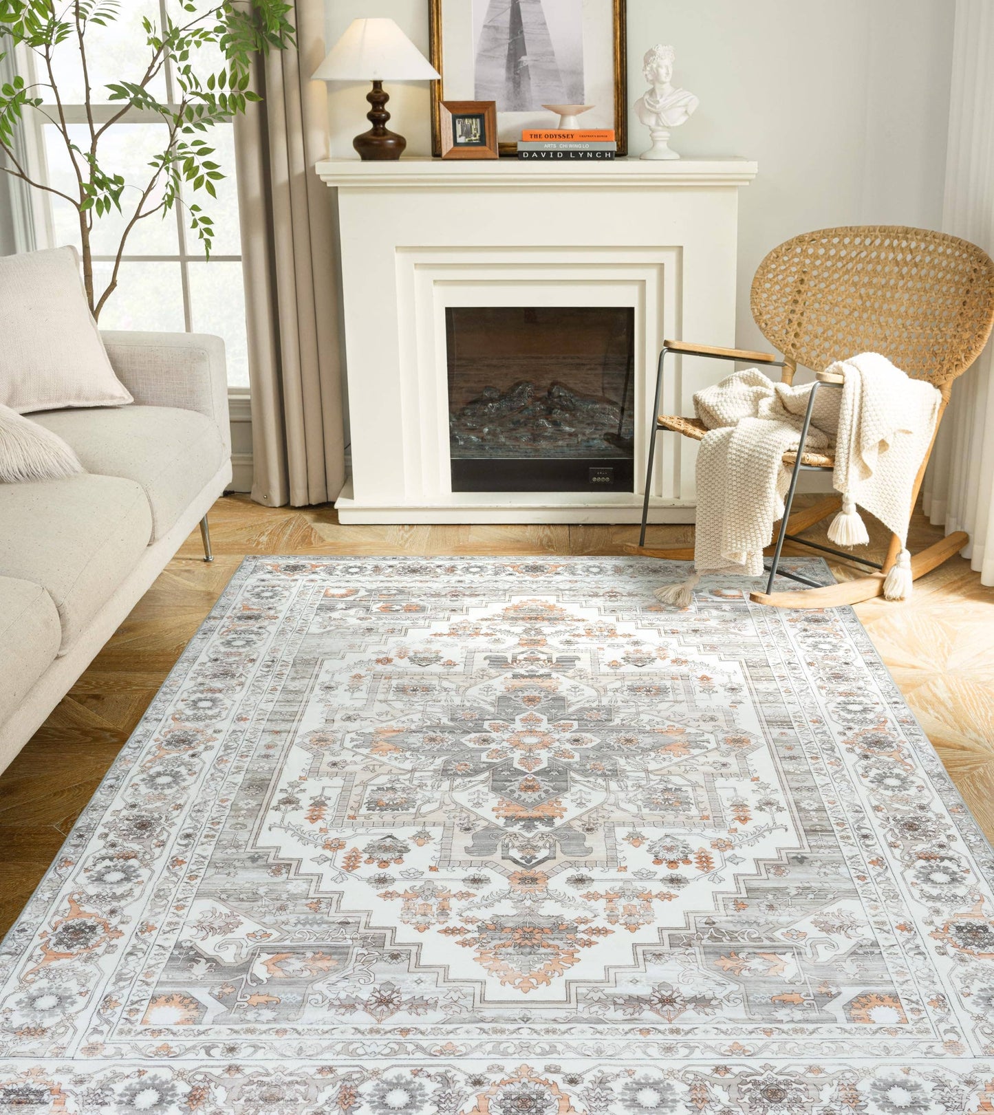 Area Rug Washable Non Slip Rubber Backing Boho Foldable Rugs: Pink / 5’x7’