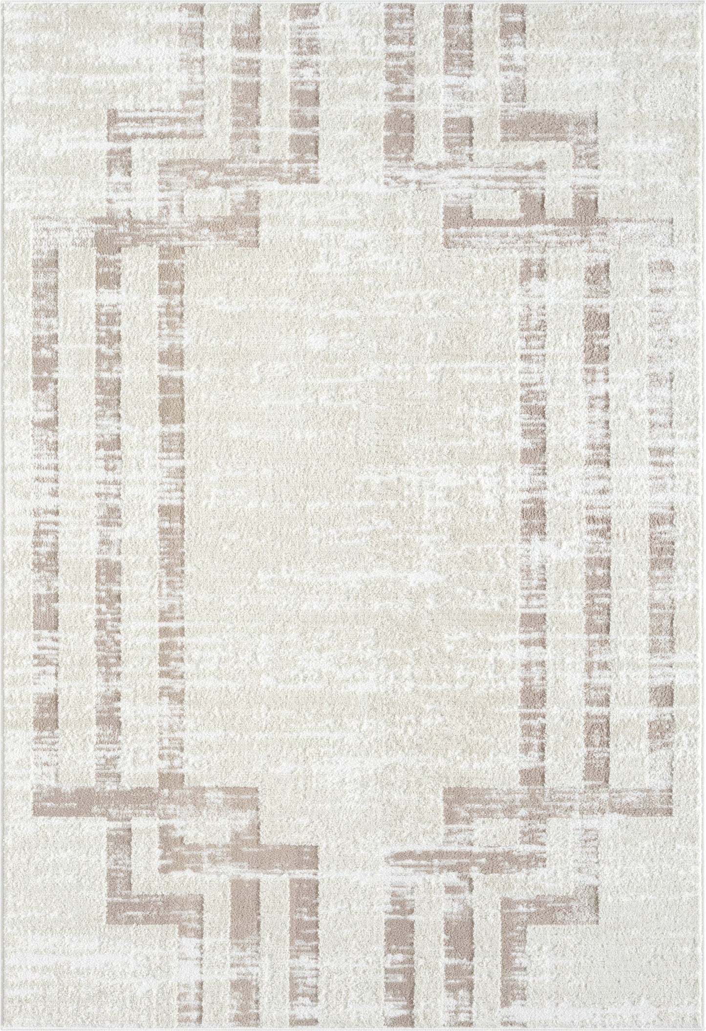 Abani Viva Neutral Cream Beige Art Deco Area Rug: 6' x 9'