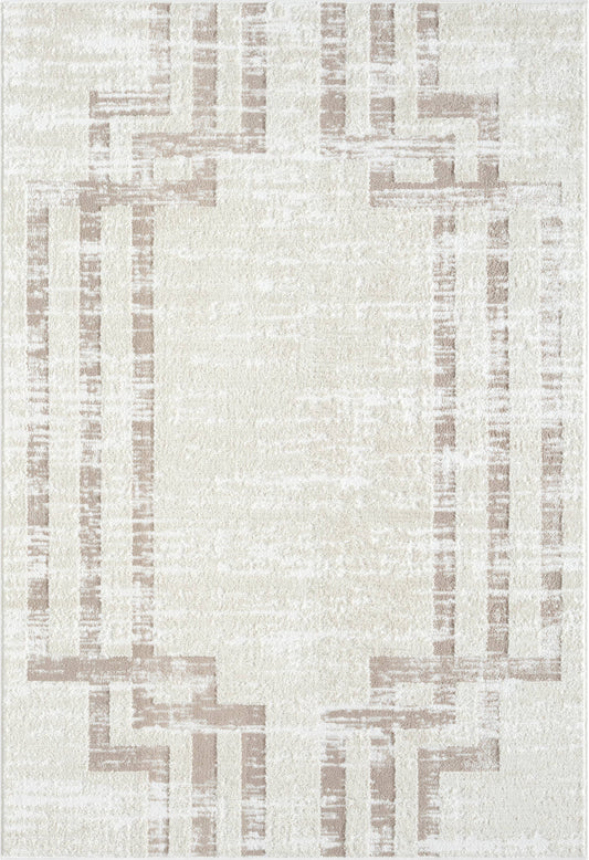 Abani Viva Neutral Cream Beige Art Deco Area Rug: 6' x 9'