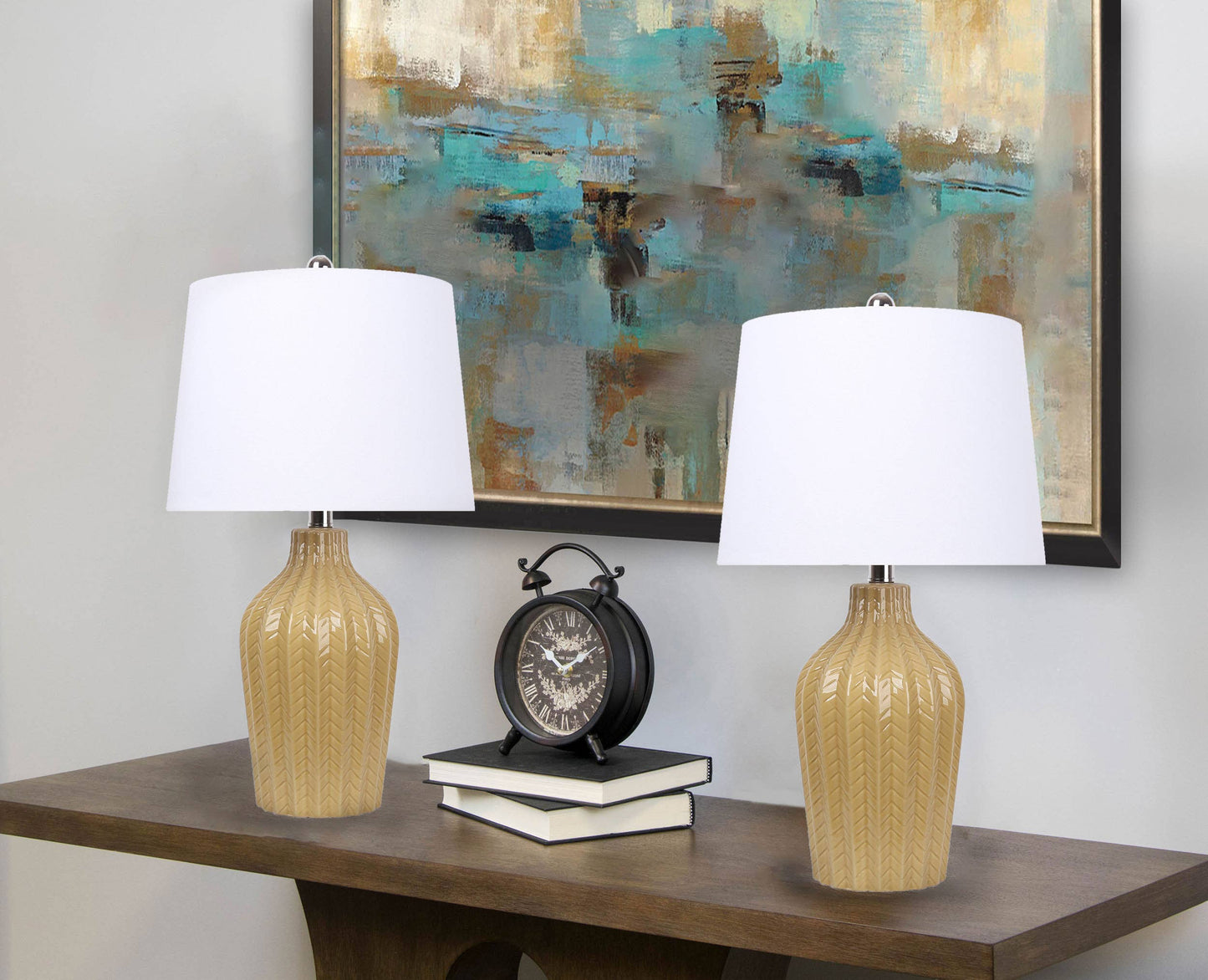 Rockwell 23.5" Ceramic Table Lamp & Linen Shade: Yellow